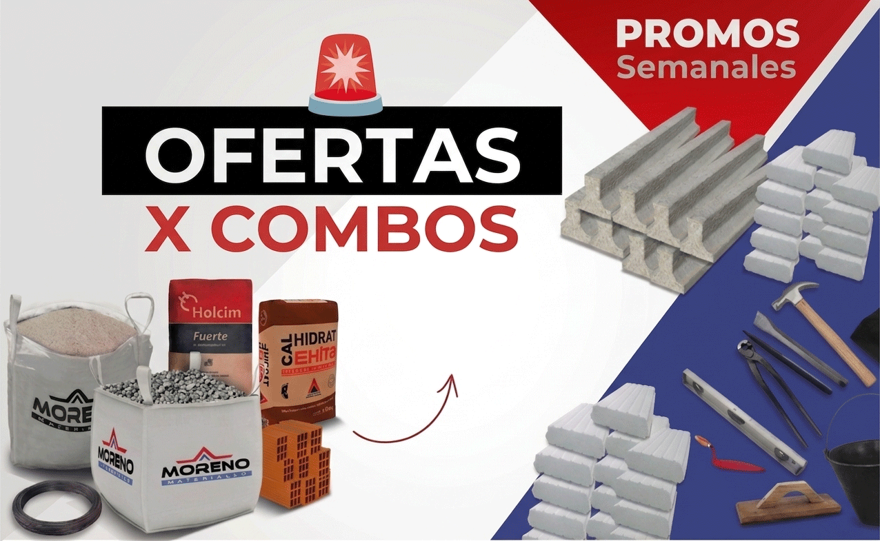 Banner de ofertas y combos semanales de Materiales Moreno